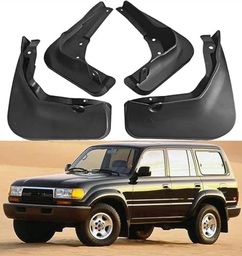 JQHXFDC 4 Stück Auto-Schmutzfänger-Kotflügel - passt für Land Cruiser Lc80 Fj80 1th Gen 1990 1991 1992 1993 1994 1995 1996 Front Rear Mudflaps Splash Guards Black Fender Set Protection von JQHXFDC