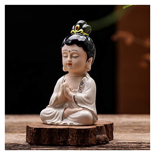 Buddha-Statue fürs Auto, Dekoration, exquisite handgefertigte Buddha-Statuen aus Keramik und Feng-Shui-Kunsthandwerk, kreative Geschenke, Buddha-Idol für das Armaturenbrett im Auto, dekoratives von JQQJZLC