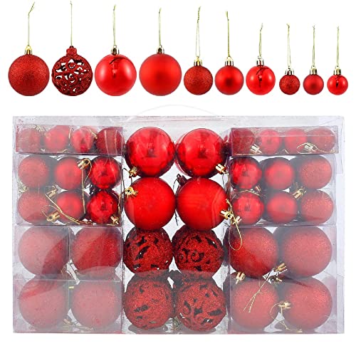 JQQJZLC 100-teiliges Weihnachtsbaumkugel-Set, glänzend, matt, Kunststoff-Kugel-Ornamente, hängende Weihnachtsbaumkugeln für Urlaub, Hochzeit, Party, Braun von JQQJZLC