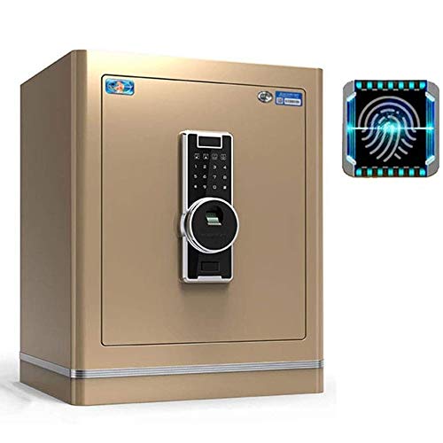 JQQJZLC Strongbox Wall Safes Safe Home 50 cm Fingerabdruck Passwort Safe Büro-Nacht-Sicherheitskabinett All-Steel-Anti-Diebstahl-Safe-Schrank Safes (Farbe: Gold, Größe: 504235 cm) Strongbox von JQQJZLC