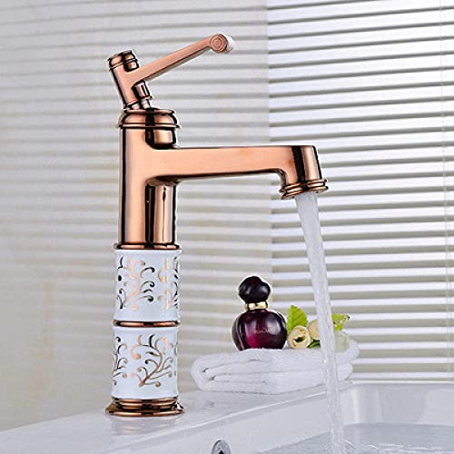 Waschtischarmaturen Waschtischmischerarmaturen Badezimmer-Waschbeckenarmaturen Messing Roségold Waschbecken Wasserhahn Einhebel-Waschbeckenarmatur Badezimmer-Waschbeckenarmatur Luxus-Kran-Wasserhahn von JQQJZLC