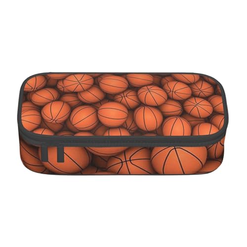 JRBWTDBW Federmäppchen mit großem Fassungsvermögen, Basketball, Orange, großes Fassungsvermögen, Federmäppchen für Studenten, Schreibwaren-Tasche, Federmäppchen mit glattem Reißverschluss, tragbares von JRBWTDBW