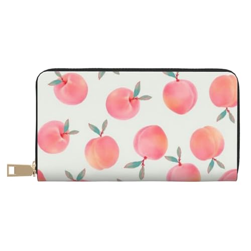 JRBWTDBW Rosa Pfirsichmuster, lange Clutch aus Kunstleder, schick, stilvolle Damen-Geldbörsen für moderne Frauen, großes Fassungsvermögen, Kartenhalter und Organizer-Taschen, strapazierfähige von JRBWTDBW