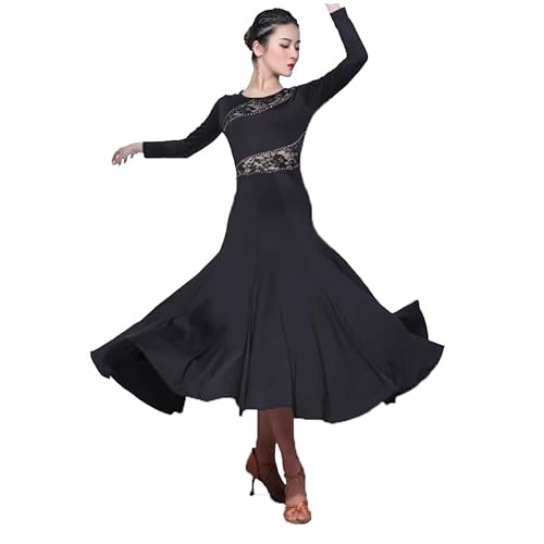 JRUIA Flamenco Trainingskostüme Für Damen Spitzen Outfit Für Tango Walzer Leistung Tanz Kleider Mit Rundhalsausschnitt Für Standard Ballsaal Tanz Einfach Großzügig,D,XL von JRUIA