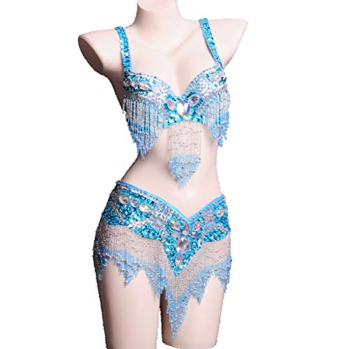JRUIA Fransen Bauchtanz Kostüme Für Frauen Erwachsenen Rave Festival Halloween Kleidung Stammes Bauchkleider Festival Performance Outfits Set Aus BH Und Gürtel Für Den Bauchtanz,E,XL JRUIA Fransen Bauchtanz Kostüme Für Frauen Erwachsenen Rave Festival Halloween Kleidung Stammes Bauchkleider Festival Performance Outfits Set Aus BH Und Gürtel Für Den Bauchtanz,E,XL von JRUIA