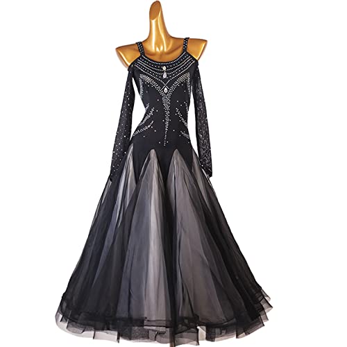 JRUIA Hosenträger Tango Tanzkleidung Professioneller Ballsaal Tanzen Turnierkleider Für Damen Langärmliges Walzer Flamenco Performance Kostüm Mit Strasssteinen Großer Swing Rock,Schwarz,L JRUIA Hosenträger Tango Tanzkleidung Professioneller Ballsaal Tanzen Turnierkleider Für Damen Langärmliges Walzer Flamenco Performance Kostüm Mit Strasssteinen Großer Swing Rock,Schwarz,L von JRUIA