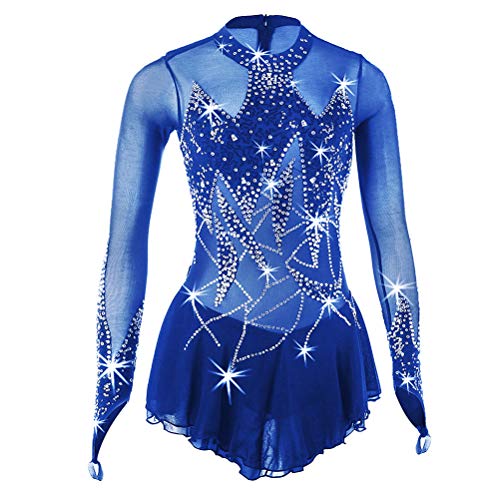 JRUIA Kinder Figuren Skating Wettbewerb Tanzkleider Hochwertig Rhythmischer Gymnastik Lotard Aktivkleidung Mädchen Professionelles Eislaufkostüm Glänzender Strass,E,4_6Years von JRUIA