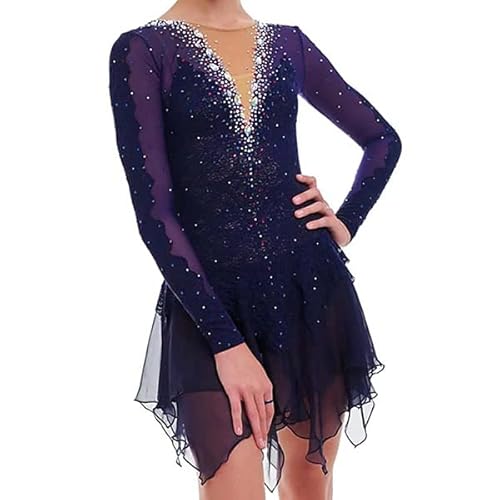 JRUIA Langärmliges Eiskunstlauf Kleid Für Mädchen Wettkampf Eislaufbekleidung Für Damen Mit Hoher Elastizität Rock Zum Eislaufen Professionelle Rollschuh Trainingskleidung,A,4_6Years JRUIA Langärmliges Eiskunstlauf Kleid Für Mädchen Wettkampf Eislaufbekleidung Für Damen Mit Hoher Elastizität Rock Zum Eislaufen Professionelle Rollschuh Trainingskleidung,A,4_6Years von JRUIA