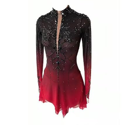 JRUIA Mädchen' Skating Wettbewerbskleider Schwarzes Roter Halofärben Professionelle Figur Skating Wear Mit Strass Rhythmische Gymnastik Trikots Für Frauen Lange Ärmel,Rot,S JRUIA Mädchen' Skating Wettbewerbskleider Schwarzes Roter Halofärben Professionelle Figur Skating Wear Mit Strass Rhythmische Gymnastik Trikots Für Frauen Lange Ärmel,Rot,S von JRUIA