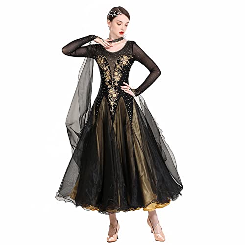 JRUIA Nationale Standard Ballsaal Tanzkleider Für Frauen Langarmflamenco Walzer Leistung Tanzkleidung Foxtrott Tango Wettbewerb Kostüme Mit Strassstein,A,XL JRUIA Nationale Standard Ballsaal Tanzkleider Für Frauen Langarmflamenco Walzer Leistung Tanzkleidung Foxtrott Tango Wettbewerb Kostüme Mit Strassstein,A,XL von JRUIA