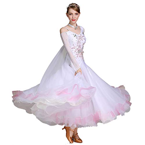 JRUIA Nationales Standard Tanzkleid Für Professionelle Wettbewerbe Damen Stick Walzer Ballsaal Tanzkleidung Tango Foxtrott Performance Kostüme Mit V Ausschnitt Toller Swing Flamenco Rock,Weiß,S JRUIA Nationales Standard Tanzkleid Für Professionelle Wettbewerbe Damen Stick Walzer Ballsaal Tanzkleidung Tango Foxtrott Performance Kostüme Mit V Ausschnitt Toller Swing Flamenco Rock,Weiß,S von JRUIA