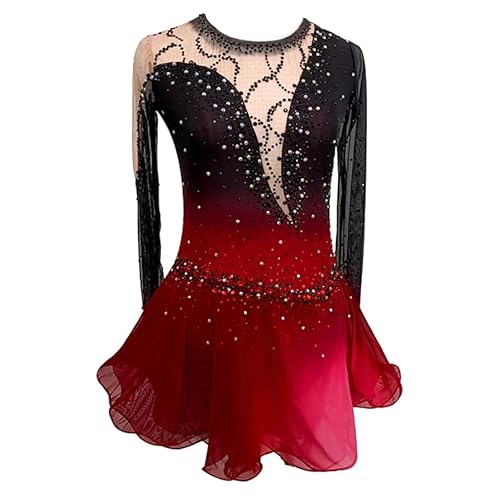 JRUIA Professionelle Eislaufkleider Von Mädchen Schwarzes Roter Halofärben Figur Skating Wettbewerbsbekleidung Strass Frauen Tanz Rhythmische Gymnastik Trikots,A,7_10Years JRUIA Professionelle Eislaufkleider Von Mädchen Schwarzes Roter Halofärben Figur Skating Wettbewerbsbekleidung Strass Frauen Tanz Rhythmische Gymnastik Trikots,A,7_10Years von JRUIA