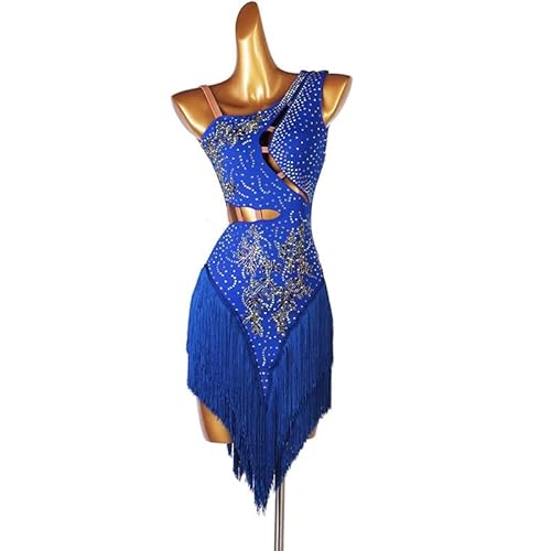 JRUIA Professionelle Latin Tanzkleider Mit Fransen Für Damen Ärmelloser Ballsaal Wettkampf Tanzbekleidung Hohles Cha Cha Tango Performance Kostüm Für Rumba Samba Mit Strasssteinen,Blau,3XL JRUIA Professionelle Latin Tanzkleider Mit Fransen Für Damen Ärmelloser Ballsaal Wettkampf Tanzbekleidung Hohles Cha Cha Tango Performance Kostüm Für Rumba Samba Mit Strasssteinen,Blau,3XL von JRUIA