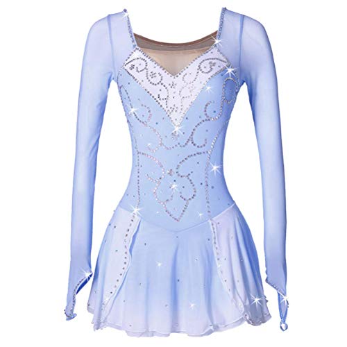 JRUIA Professionelles Eiskunstlauf Wettkampf Kleid Langärmliges Eislauf Performance Kostüm Für Mädchen Strass Gymnastik Trikots Mit Fingerpunkt Ärmeln,Blau,S JRUIA Professionelles Eiskunstlauf Wettkampf Kleid Langärmliges Eislauf Performance Kostüm Für Mädchen Strass Gymnastik Trikots Mit Fingerpunkt Ärmeln,Blau,S von JRUIA