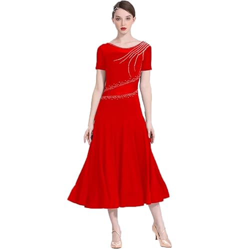 JRUIA Rot,L,Nationales Standard Tanzkleid Kurzärmeliges Ballsaal Tanzkleid Für Damen Dehnbares Elegantes Bankett Tango Walzer Aufführungskostüm JRUIA Rot,L,Nationales Standard Tanzkleid Kurzärmeliges Ballsaal Tanzkleid Für Damen Dehnbares Elegantes Bankett Tango Walzer Aufführungskostüm von JRUIA