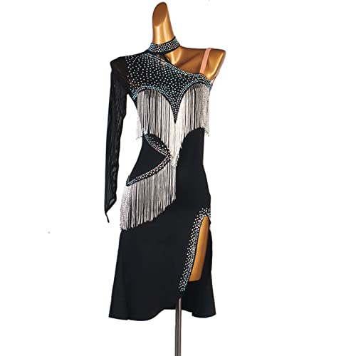 JRUIA Turnierkleider Mit Neckholder Für Damen Professionelle Tango Cha Cha Kostüme Ballsaal Aufführung Tanzkleid Mit Strass Leotard Schlitzrock Für Rumba,Schwarz,L JRUIA Turnierkleider Mit Neckholder Für Damen Professionelle Tango Cha Cha Kostüme Ballsaal Aufführung Tanzkleid Mit Strass Leotard Schlitzrock Für Rumba,Schwarz,L von JRUIA