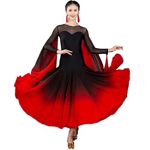 JRUIA Walzer-Tanzkleidung Für Damen Standard-Ballsaal Mit Langen Ärmeln Tanzkleider Tango Übungskostüm Mit Rundhalsausschnitt Moderne Flamenco Tanzkleidung Für Auftritte,Schwarz,M JRUIA Walzer-Tanzkleidung Für Damen Standard-Ballsaal Mit Langen Ärmeln Tanzkleider Tango Übungskostüm Mit Rundhalsausschnitt Moderne Flamenco Tanzkleidung Für Auftritte,Schwarz,M von JRUIA