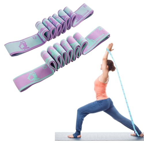 JRYGAC 2 Stück Yoga Stretching Strap, Yoga Gurt mit 8 Schleifen, Yoga Stretch Gurt, Hochelastischer Stretching Band Gymnastikband Fitnessband Dehnungsband für Pilates Tanz Gymnastik Yoga Training JRYGAC 2 Stück Yoga Stretching Strap, Yoga Gurt mit 8 Schleifen, Yoga Stretch Gurt, Hochelastischer Stretching Band Gymnastikband Fitnessband Dehnungsband für Pilates Tanz Gymnastik Yoga Training von JRYGAC