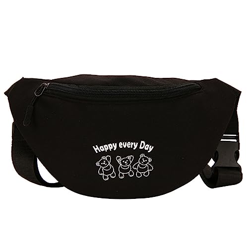 JSGHGDF Damen-Hüfttasche, Segeltuch, Umhängetasche, Brusttasche, Schultertasche, Hüfttasche, Schwarz , M, Fahrradrucksack von JSGHGDF