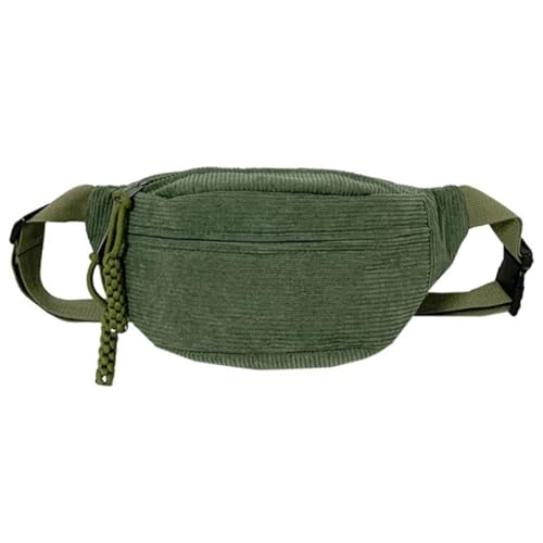 JSGHGDF Modische Cord-Hüfttasche für Damen, stilvolle und praktische Bauchtasche, Brusttaschen für Freizeitausflüge, Grün von JSGHGDF