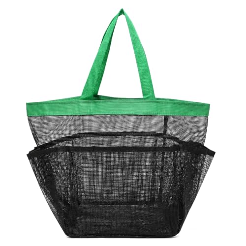 JSGHGDF Tragbarer Netz-Dusch-Organizer, faltbare Duschtasche mit 8 Taschen für Bad und Reisen (schwarz), grün von JSGHGDF