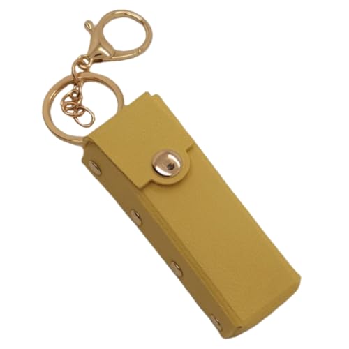 Lippenstift-Schlüsselanhänger, Leder, Lippenstift-Tasche, Anhänger für Damen, tragbarer Lipgloss-Etui für Reiserucksack, gelb, Gelb von JSGHGDF