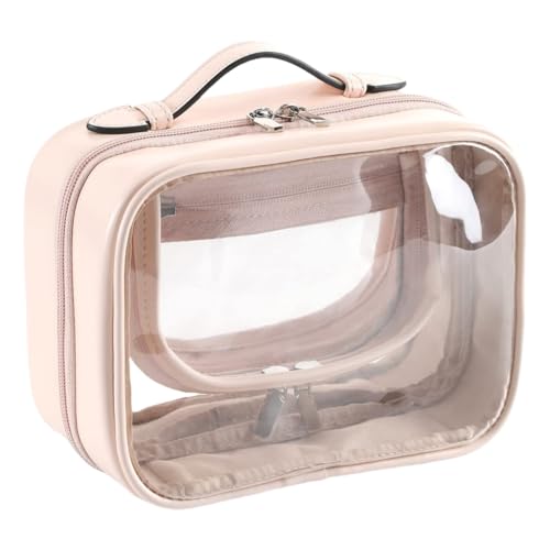 Transparente Make-up-Tasche aus PVC, großes Fassungsvermögen, Reise-Kosmetikkoffer mit Reißverschlüssen, doppellagiger Kulturbeutel, rose von JSGHGDF