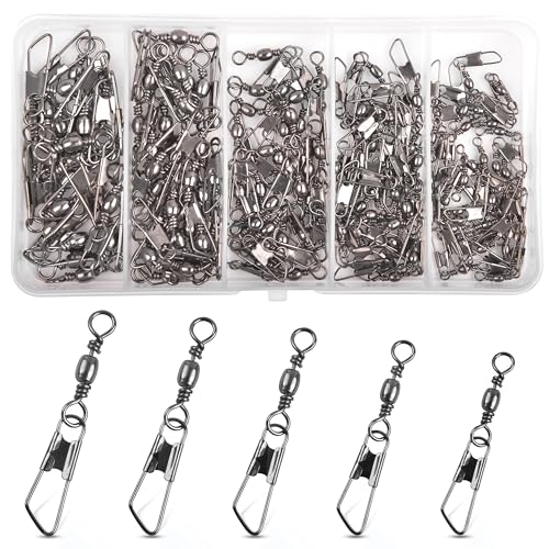 JSHANMEI 150stk Angeln Wirbel Set mit Clips Tönnchenwirbel Karabiner Schnapp Wirbelsortiment Angelwirbel Kugellagerwirbel Angelzubehör Set (Barrel Wirbel+A Snaps Kit) JSHANMEI 150stk Angeln Wirbel Set mit Clips Tönnchenwirbel Karabiner Schnapp Wirbelsortiment Angelwirbel Kugellagerwirbel Angelzubehör Set (Barrel Wirbel+A Snaps Kit) von JSHANMEI
