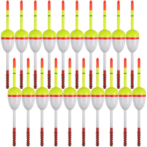 JSHANMEI Angel-Bobber, Slip-Bobber, Holz-Schleifpose, Angel-Bobber, Federbobber zum Angeln, Crappie, Panfish, Zander, Wels, 4 x 2,3 x 14,3 cm, 20 Stück von JSHANMEI