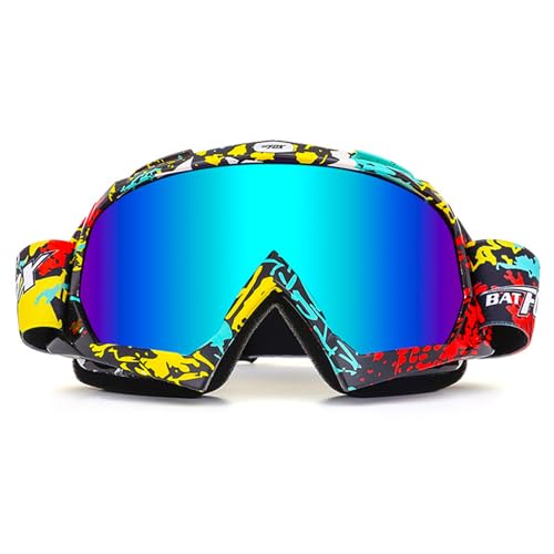 JSHshield Skibrille, UV-Schutz Anti-Beschlag-Schneebrille, Motocross- und Mountainbike-Brille, Motorradbrille für Männer, Frauen, Erwachsene, Jugend, MX- und ATV-Rennschutzbrille von JSHshield