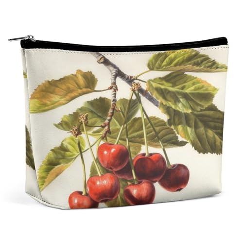 JTKBNVM Art Cherry Painting Make-up-Tasche für Damen, wasserdichte Kosmetiktasche, tragbare Reise-Kulturbeutel, Aufbewahrungstasche, große Make-up-Tasche, Hand-Make-up-Tasche für Arbeit, Stil, von JTKBNVM