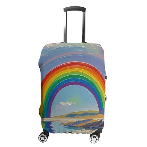 JTKLQBN Kratzfeste Gepäckabdeckung, Rosa, Regenbogen-Druck, Gepäckkoffer, Schutz, waschbare Kofferbezüge, elastischer Kofferschutz für Gepäckgröße, Rosa Regenbogen, S von JTKLQBN