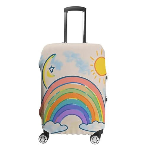 JTKLQBN Kratzfeste Gepäckabdeckung, Sonne, Mond, Regenbogen, bedruckt, Gepäckschutz, waschbar, elastischer Kofferschutz für Gepäckgröße, Sonne Mond Regenbogen, XL von JTKLQBN