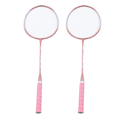 Sport-Badmintonschläger, Rosa, Leichte Eisenlegierung, Erweiterte Schlagfläche, T-förmiges Design, Längerer Saitenschutz, Verhindert Verformung von JTLB