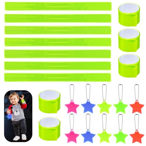 24 Stück Kinder Reflektoren Set, 12 Schnapparmband Reflektierend & 12 Stern Rucksack Reflektor Anhänger, Verbesserte Sichtbarkeit, Reflektierendes Sicherheitswarnset für Kinder, Jogger und Radfahrer 24 Stück Kinder Reflektoren Set, 12 Schnapparmband Reflektierend & 12 Stern Rucksack Reflektor Anhänger, Verbesserte Sichtbarkeit, Reflektierendes Sicherheitswarnset für Kinder, Jogger und Radfahrer von JTOOYS