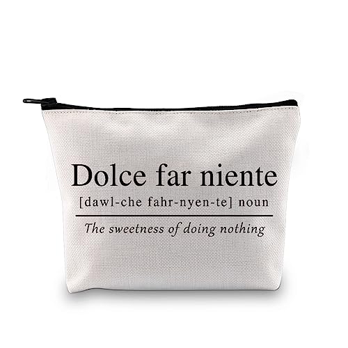 Italienisches Themen-Geschenk Sweet Doing Nothing Italienisches Zitat Geschenk Dolce far Niente Italien Liebhaber Geschenk Reißverschlusstasche Reisetasche, Dolce Far Niente Tasche Eu, Kosmetiktasche von JTOUK