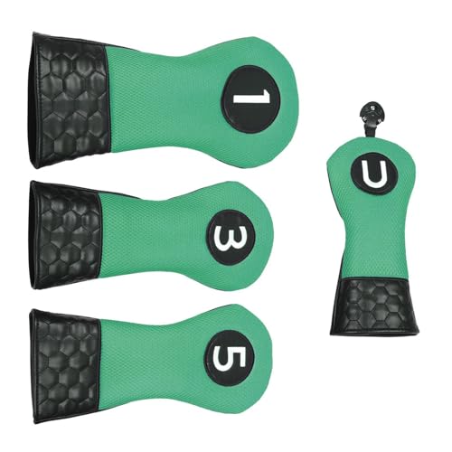 JTQYFI 4Pcs PU Golfschläger Putter Headcover Golfplätze Club Head Covers Golfplätze Männer Frauen Golfplätze Fahrer Golfplätze Club Eisen Headcover von JTQYFI