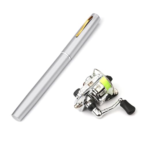 JTQYFI Stift Geformt Angelrute Reel Combo Sets Teleskop Tragbare Tasche Stift Angelrute Für Meer Angeln Outdoor Angeln von JTQYFI