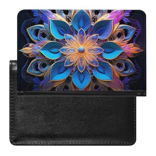 Reisepasshülle, rechteckig, Mandala-Druck, Reisepasshülle, PU-Passhülle, Unisex, rechteckiges Mandala, 14 x 9 cm, Rechteckiges Mandala, 5.8*3.9 IN von JTREHY