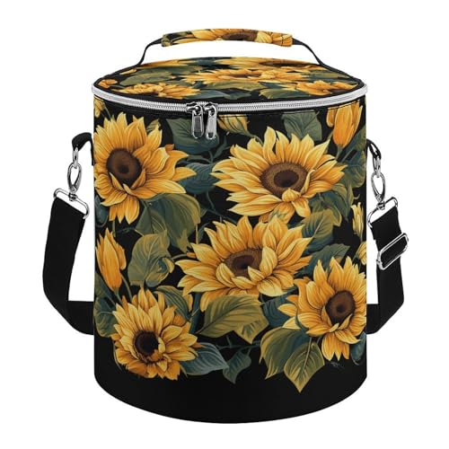 Auslaufsichere Kühltasche für den Außenbereich, Sonnenblumen-Druck, weiche Kühltasche, tragbare Gefriertasche mit verstellbarem Schultergurt von JTREWBV