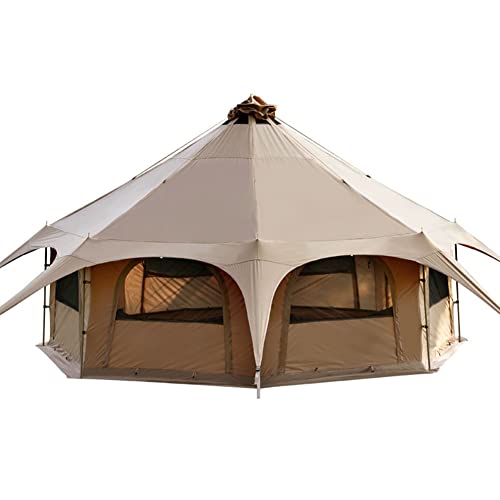 Tipi Campingzelt Baumwollzelt Pyramiden Jurtenzelt Mehrpersonen Familien Glamping Zelt Doppelschicht Große wasserdichte Tipi-Zelte für 8-10 Personen von JTYX