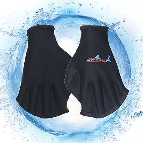 Fingerlose Schwimmhandschuhe Neoprenhandschuhe Aquatic Fitness Schwimmen Schnorcheln Handschuhe für Wasser Training Wasserdicht Neopren Webbed Wassergymnastik Schwimmen Aqua1 Paar von JUAEYIDDS