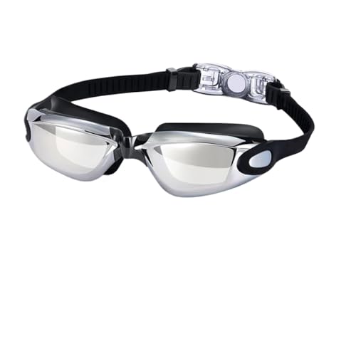 JUANYAO Schwimmbrille Professionelle Erwachsene Anti-Fog-Linse Männer Frauen Schwimmbrille wasserdichte verstellbare Silikon-Schwimmbrille Für Schwimmen(Black-Silver) von JUANYAO