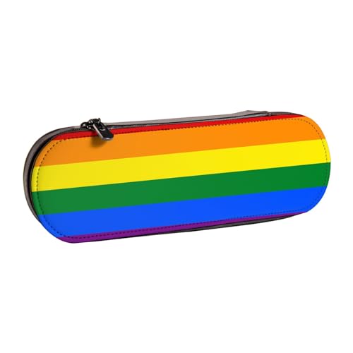 JUANYQME Federmäppchen aus Leder mit Regenbogen-Aufdruck, einzigartiges Druckdesign, langlebig und funktional, Schwarz , Einheitsgröße, Kinderrucksack von JUANYQME