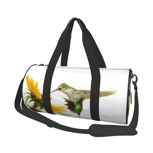 Reisetasche mit Kolibri-Sonnenblumen-Druck, stilvolle und funktionale Reisetasche mit Aufdruck, Schwarz , Einheitsgröße von JUANYQME