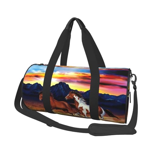 Reisetasche mit Laufpferd-Aufdruck, stilvolle und funktionale Reisetasche, Schwarz , Einheitsgröße von JUANYQME