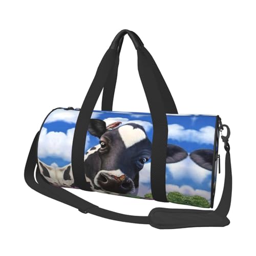Reisetasche mit niedlichem Kuh-Motiv, stilvolle und funktionale Reisetasche, Schwarz , Einheitsgröße von JUANYQME