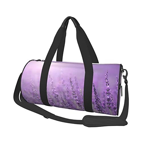 Romantische Reisetasche mit violettem Lavendel-Druck, stilvolle und funktionale Reisetasche, Schwarz , Einheitsgröße von JUANYQME