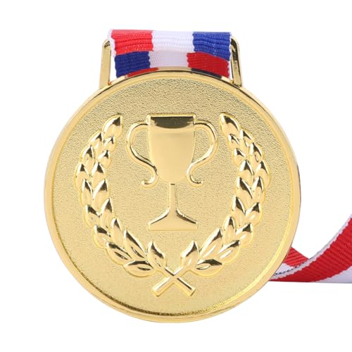 JUCHRZEY 4,9 cm Goldmedaille, Medaillen mit Halsband, Sportbelohnungen, Siegermedaillen aus Metall, Wettkampfmedaillen für Marathon-Ballspiele von JUCHRZEY