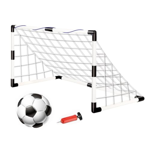JUCHRZEY Fußballtornetz mit Pumpe und Ball, Faltbarer Fußballtorpfosten, wetterbeständig, tragbares Fußballtor for das Fußballtraining im Innen- und Außenbereich von JUCHRZEY